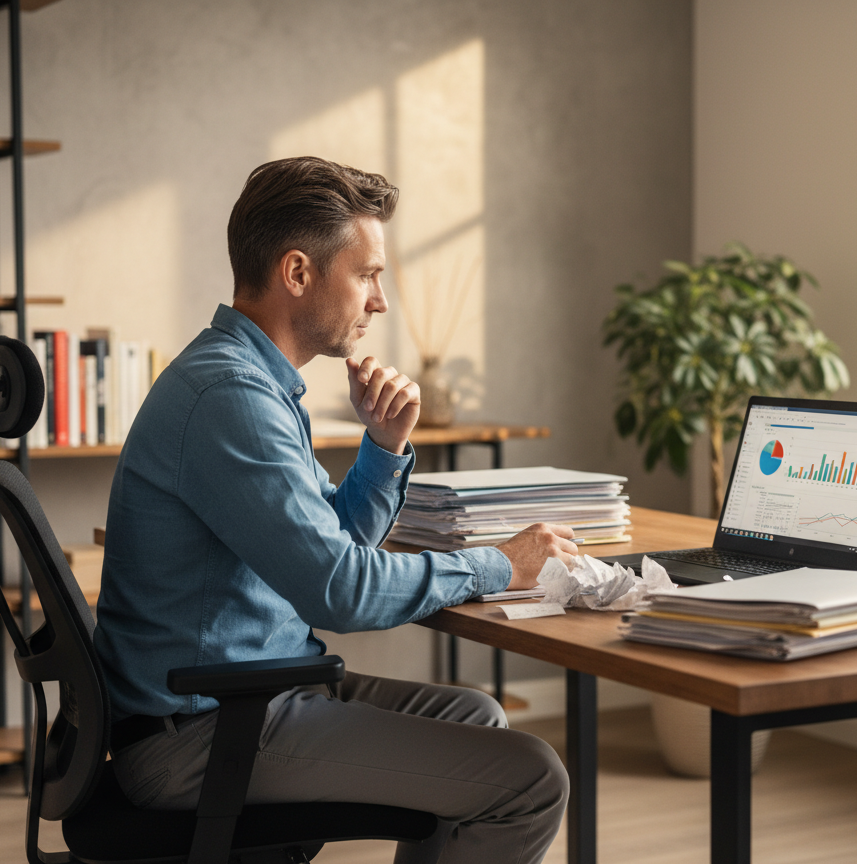 Buchalter am Laptop in seinen Home-Office