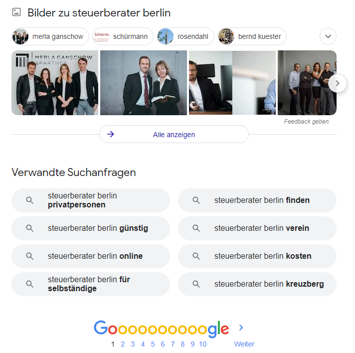 Bilder SEO Suchmaschinenoptimierung für Grafiken | verwandte Suchanfragen für Steuerberater Berlin